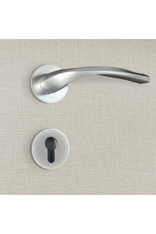 2 poignées de porte à cylindre Flavia - 13,6 x 6,5 x 3,8 cm - aspect chrome mat