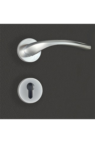 2 poignées de porte à cylindre Flavia - 13,6 x 6,5 x 3,8 cm - aspect chrome mat