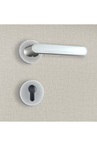 2 poignées de porte à cylindre - 12,9 x 6 x 3,7 cm - aspect chrome mat