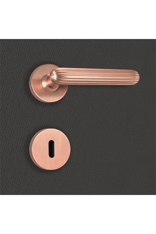 2 poignées de porte à clé Livia - 13,4 x 5,8 x 4 cm - aspect or rose