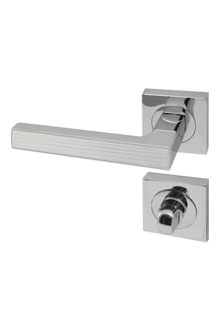 Poignée à condamnation Premium - Chromé et imitation chêne blanc - Porte de 30 à 50 mm