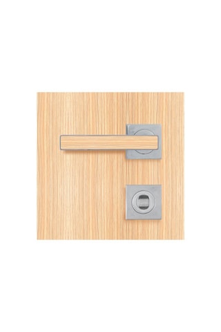 Poignée à condamnation Premium - Chrome et imitation chêne clair - Porte de 30 à 50 mm