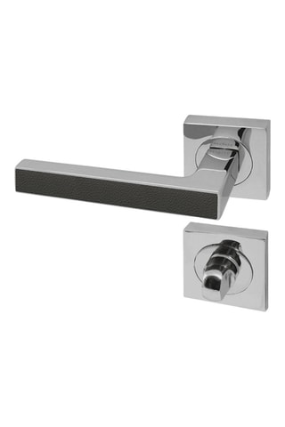 Poignée à condamnation Premium - Chromé et imitation cuir basalt - Porte de 30 à 50 mm