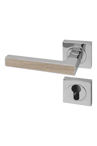 Poignée à cylindre Premium - Chromé et imitation chêne clair - Porte de 30 à 50 mm