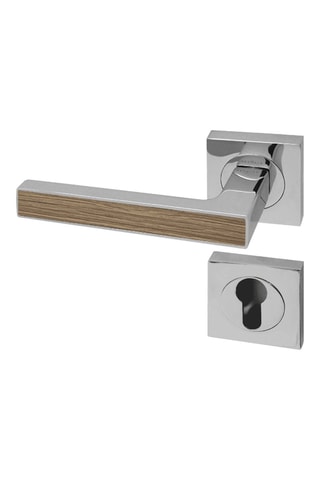 Poignée à cylindre Premium - Chromé et imitation chêne gris - Porte de 30 à 50 mm