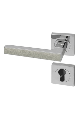 Poignée à cylindre Premium - Chromé et imitation cuir argile - Porte de 30 à 50 mm