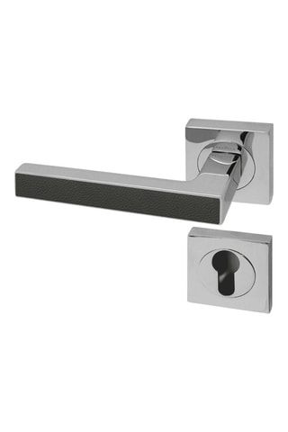 Poignée à cylindre Premium - Chromé et imitation cuir basalt - Porte de 30 à 50 mm