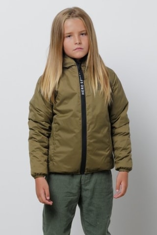 Dubbelzijdige Gewatteerde Jas met Capuchon - Kaki en Zwart