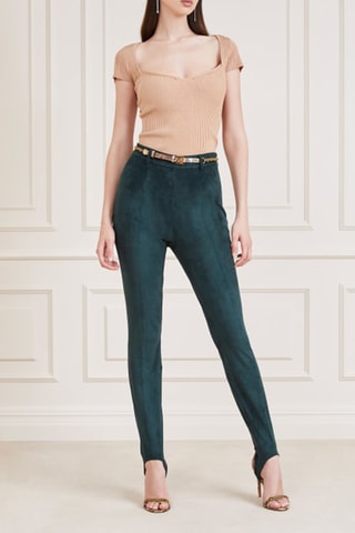 Fuseau en velours - Vert foncé