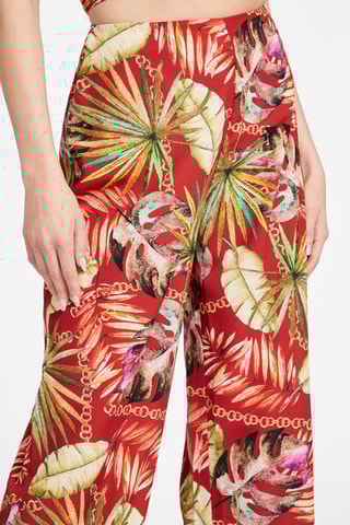 Pantalon palazzo taille haute - Rouge