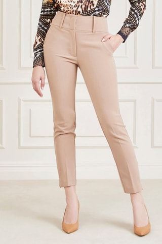 Pantalon droit 7/8 taille haute Marron clair