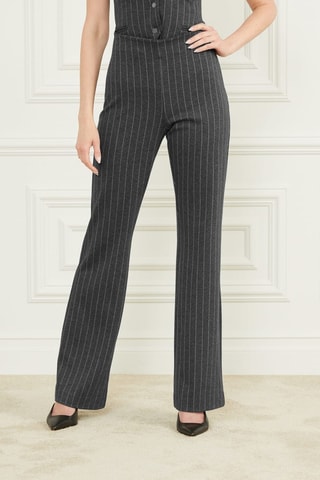 Pantalon palazzo taille haute - Gris chiné