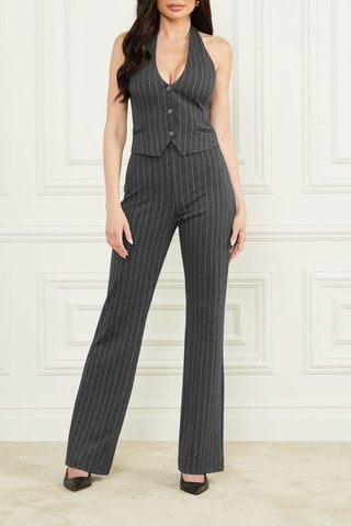 Pantalon palazzo taille haute - Gris chiné