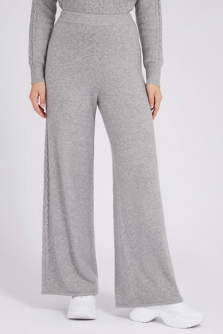 Pantalon wide legs taille haute - Gris chiné