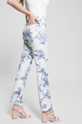 Pantalon droit taille haute - Blanc et bleu roi