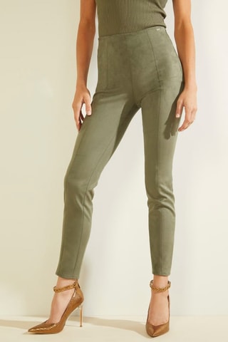 Pantalon slim taille haute Kaki