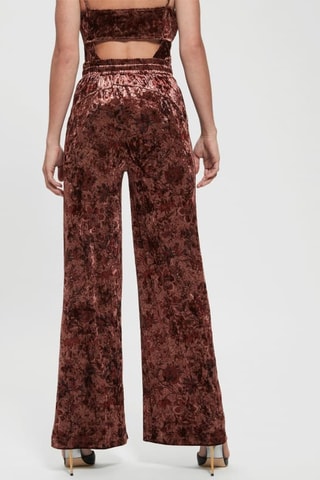 Pantalon wide legs taille haute en velours - Camel