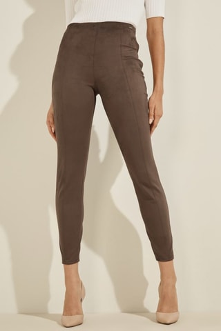 Pantalon slim 7/8 taille haute - Marron foncé