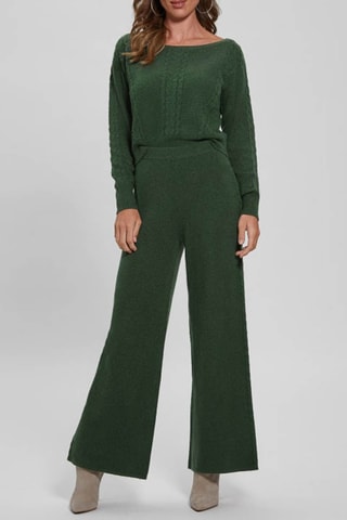 Pantalon palazzo taille haute - Vert foncé