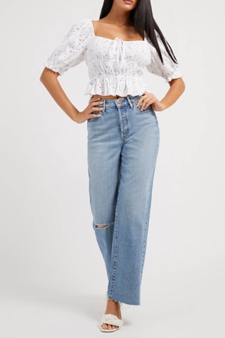 Jean boyfriend taille haute - Bleu clair