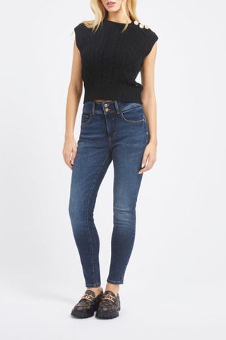 Jean skinny taille haute - Bleu