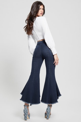 Jean flare 7/8 taille haute - Blue marine