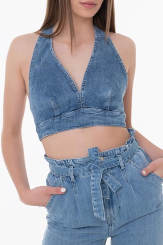 Crop top en jean - Bleu