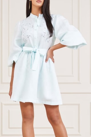 Robe patineuse en lin - Ciel