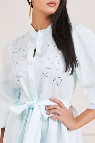 Robe patineuse en lin - Ciel