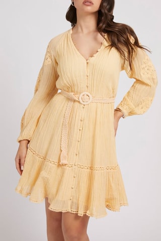 Robe chemise en ramie - Jaune