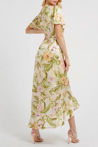 Robe portefeuille - Ecru et vert