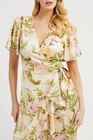 Robe portefeuille - Ecru et vert