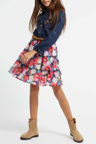 Robe trompe-l’œil - Bleu marine et rouge framboise