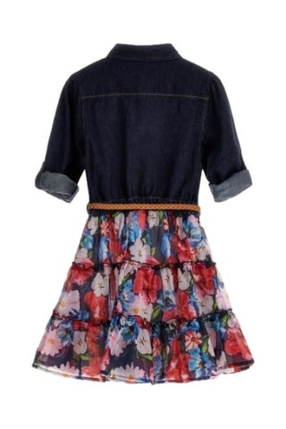 Robe trompe-l’œil - Bleu marine et rouge framboise