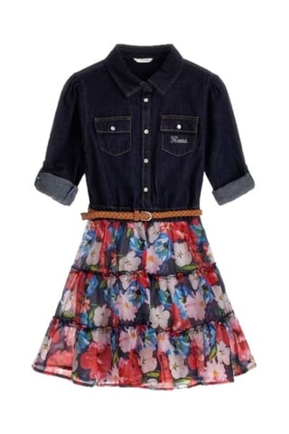 Robe trompe-l’œil - Bleu marine et rouge framboise