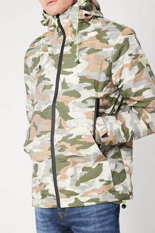 Coupe-vent à capuche Blanc et kaki