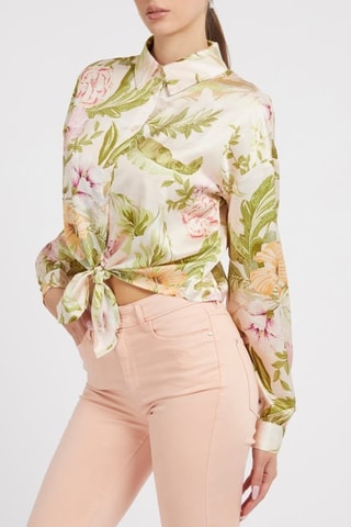 Chemisier noué - Ecru et vert