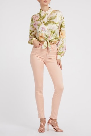 Chemisier noué - Ecru et vert