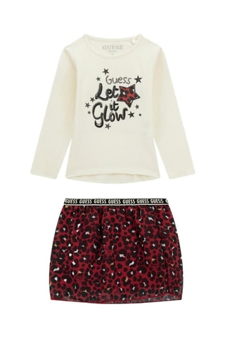 T-shirt et jupe - Ecru et rouge