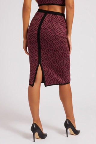 Jupe droite taille haute - Bordeaux