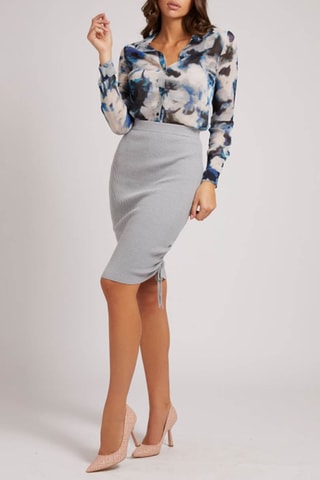 Jupe fourreau taille haute - Gris clair