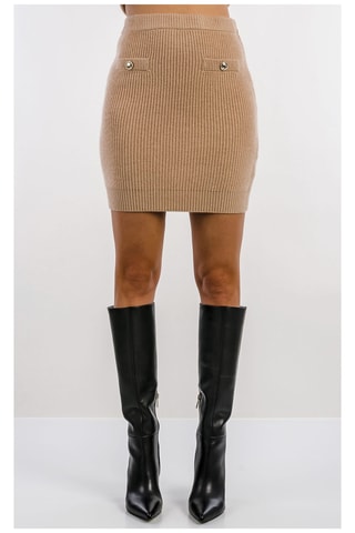 Jupe fourreau en laine taille haute - Beige