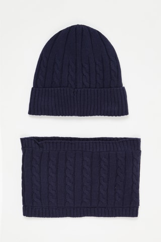 Bonnet et snood - bleu nuit foncé