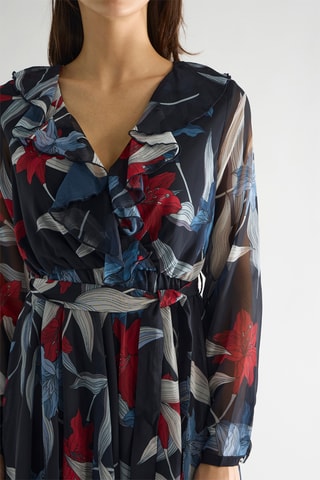 Robe patineuse Pavelina - Bleu marine et rouge