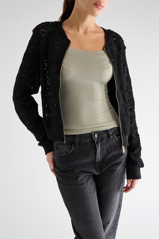 Bomber en guipure Blanche - Noir