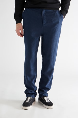 Pantalon regular en lin Rome - Bleu marine