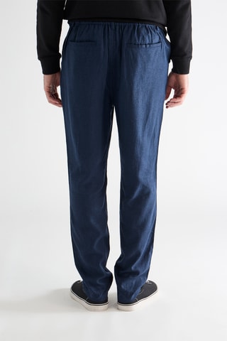 Pantalon regular en lin Rome - Bleu marine