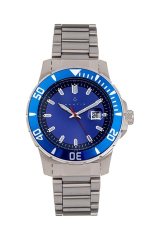 Reloj de cuarzo de acero Admiralty Pro 200 - Plateado y azul marino
