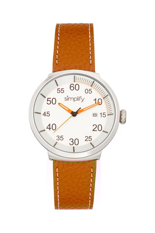 Reloj de cuarzo de piel The 7100 Camel y plateado