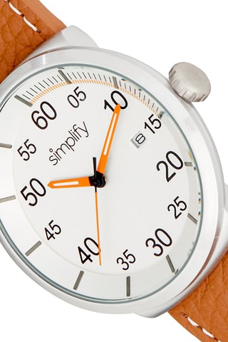 Reloj de cuarzo de piel The 7100 Camel y plateado